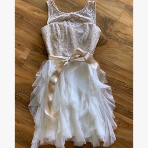 Blush and white lace and tulle short dress